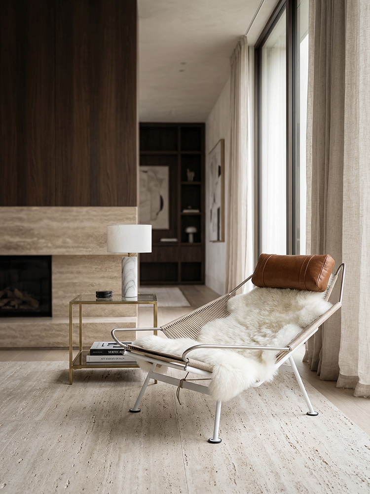 Nordic style, flag rope chair, minimalist aesthetics, living room, study, industrial stainless steel frame