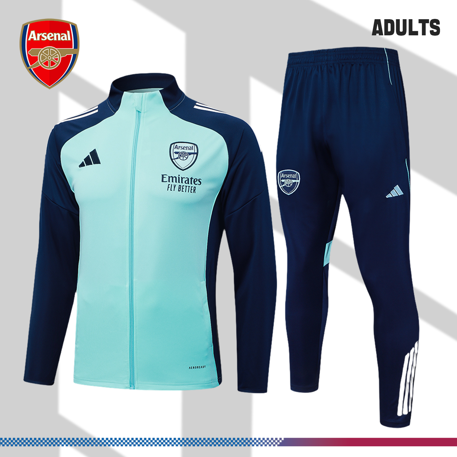 2025/2026 Arsenal Light Green Adult Full Zip Training Suit (Adult Kit)