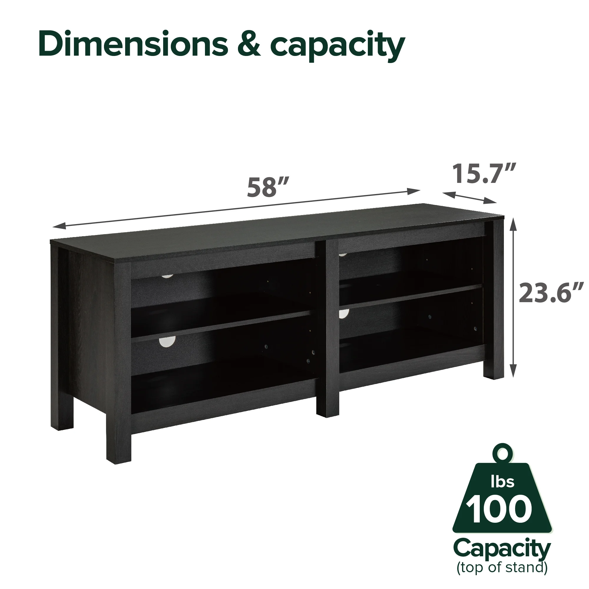 Zinus Camden TV Stand for TVs up to 65", Espresso