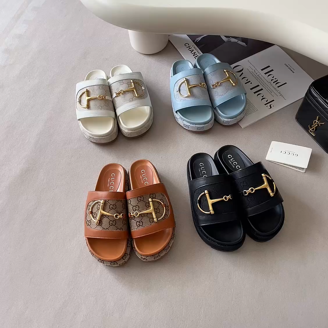 Gucci 26P G-Buckle Chunky-Soled Slippers