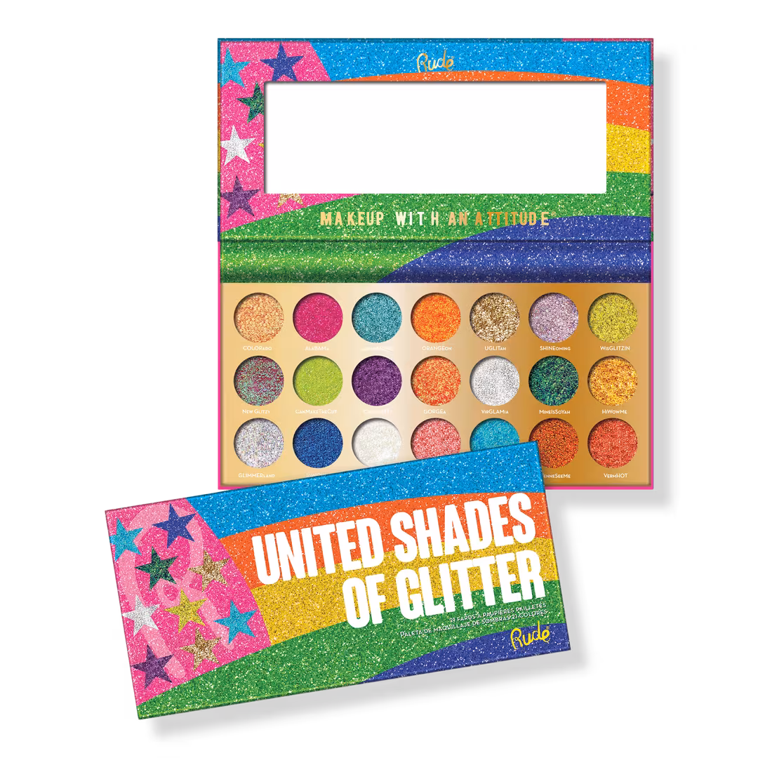 Rude  United Shades of Glitter - 21 Pressed Glitter Eyeshadow Palette