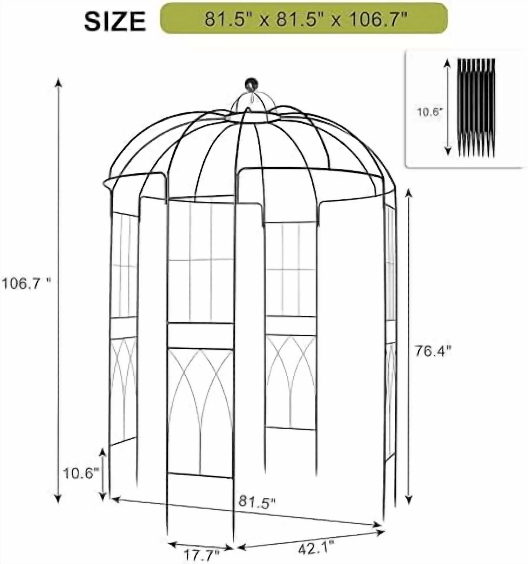 Garden Arch Arbor, Heavy Duty Metal Pergola Pavilion Trellis Birdcage Gazebo French Style 9ftx6.8ft Plants Support Use for Outdoor Climbing Plants Patio Decoration Wedding  Ceremony