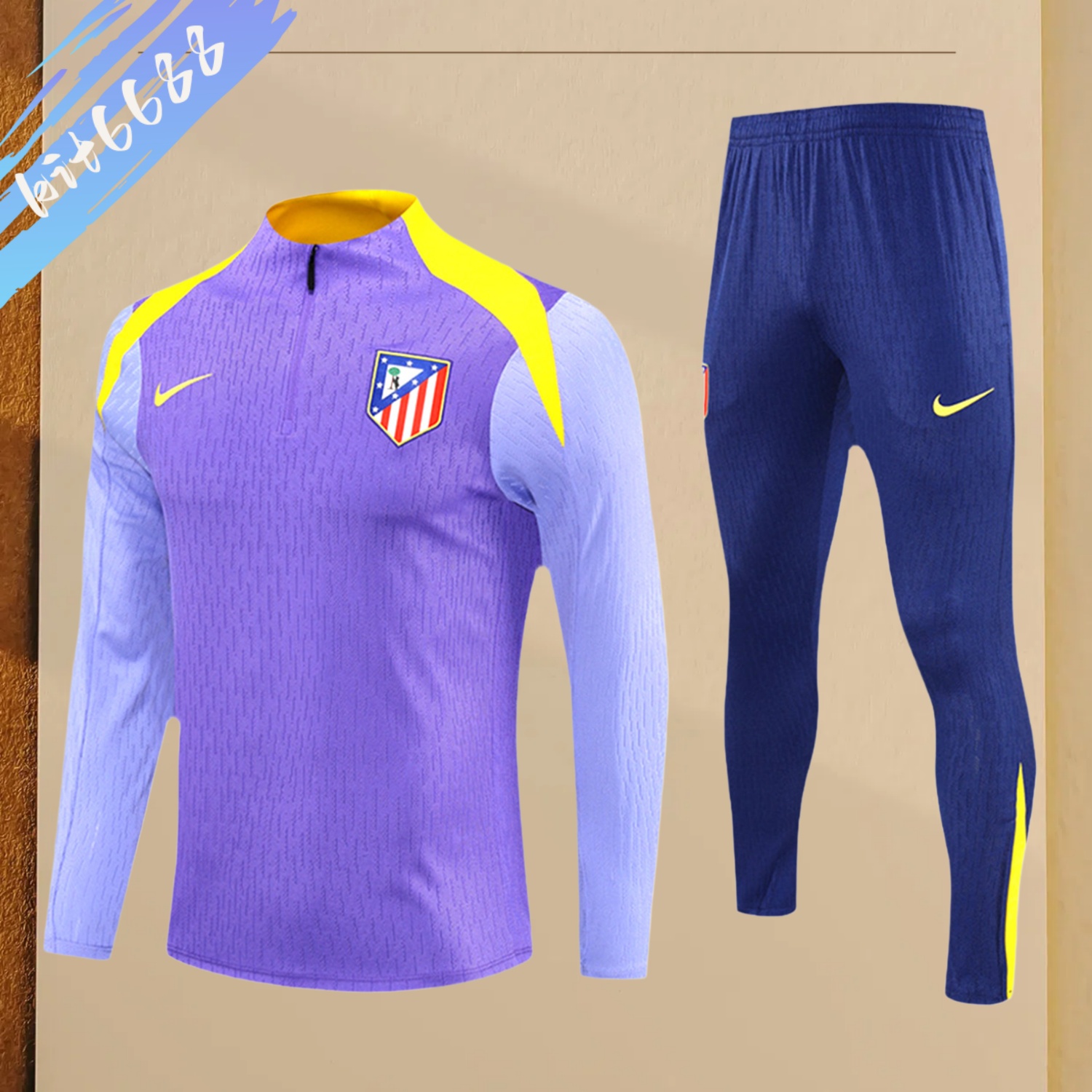 2025/2026Atletico Madrid Purple Adult Half Zip Training Suit (Adult Kit)