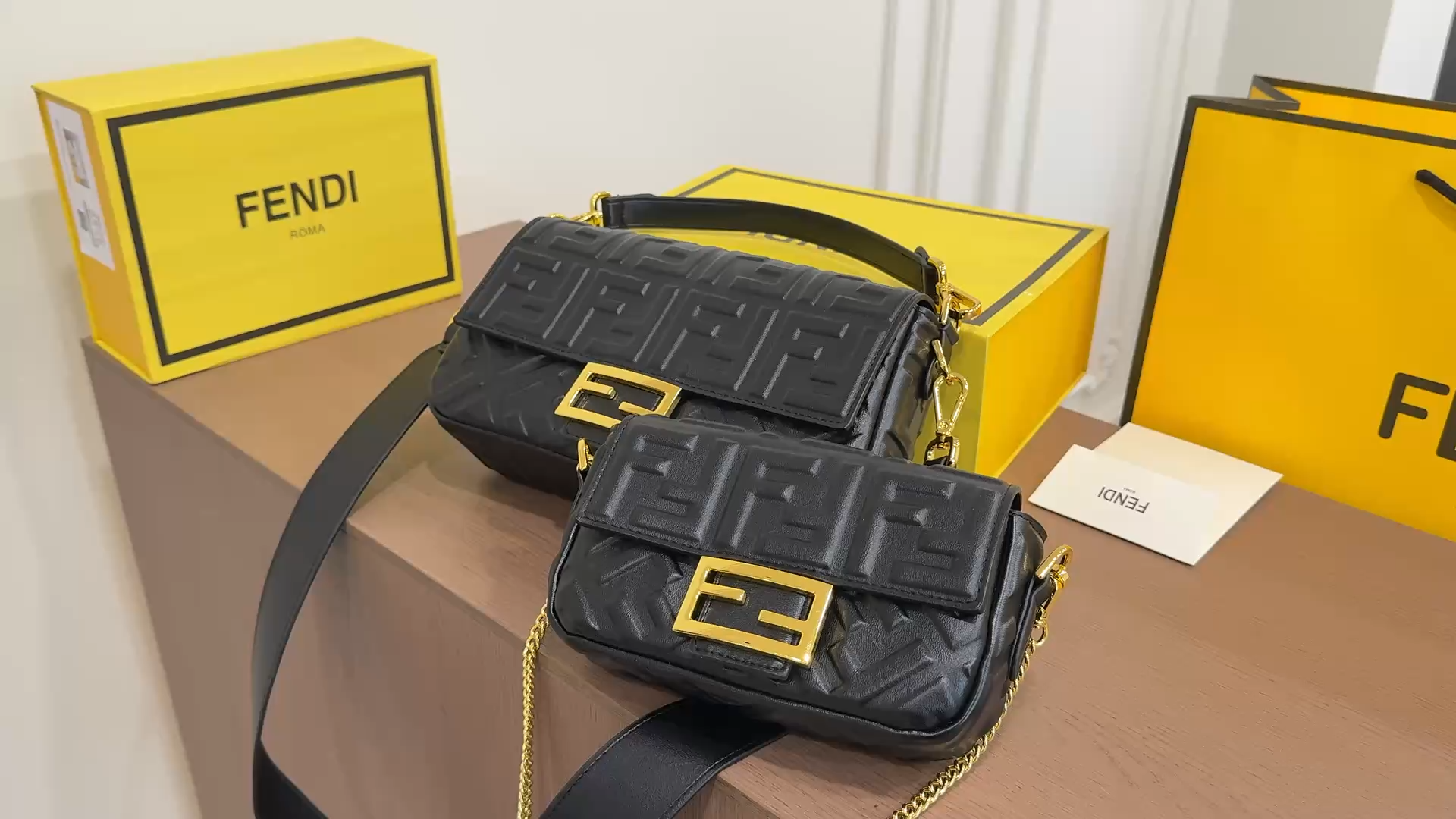 Fendi Baguette Embossed Leather Shoulder Bag