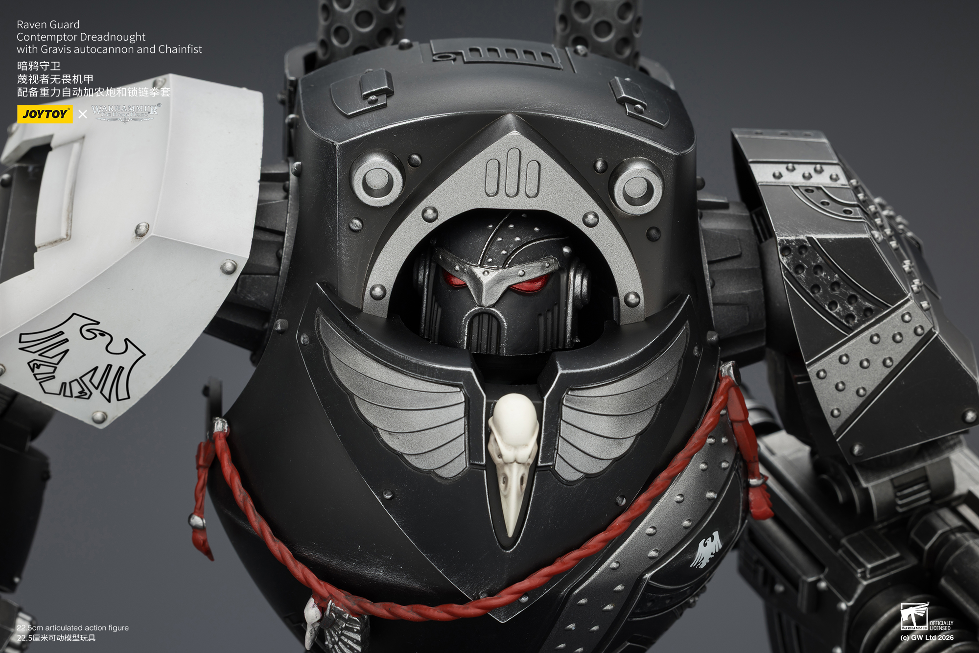JOYTOY JT04186 Warhammer The Horus Heresy Raven Guard  Contemptor Dreadnought with Gravis autocannon and Chainfist - JOYTOY WORLD
