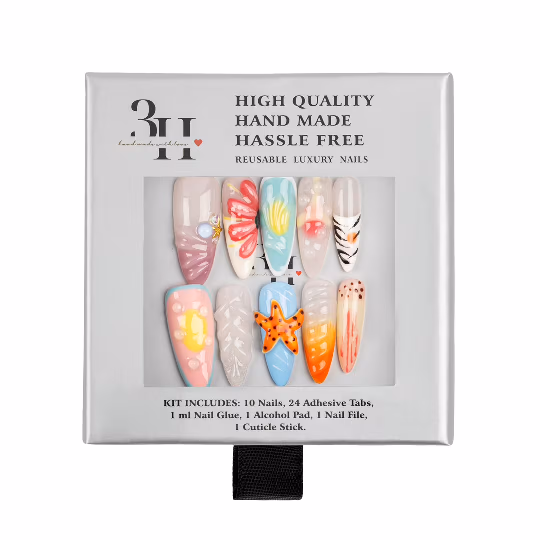 3H Nails  Sunset Shoreline - Medium Almond Press-On Nails