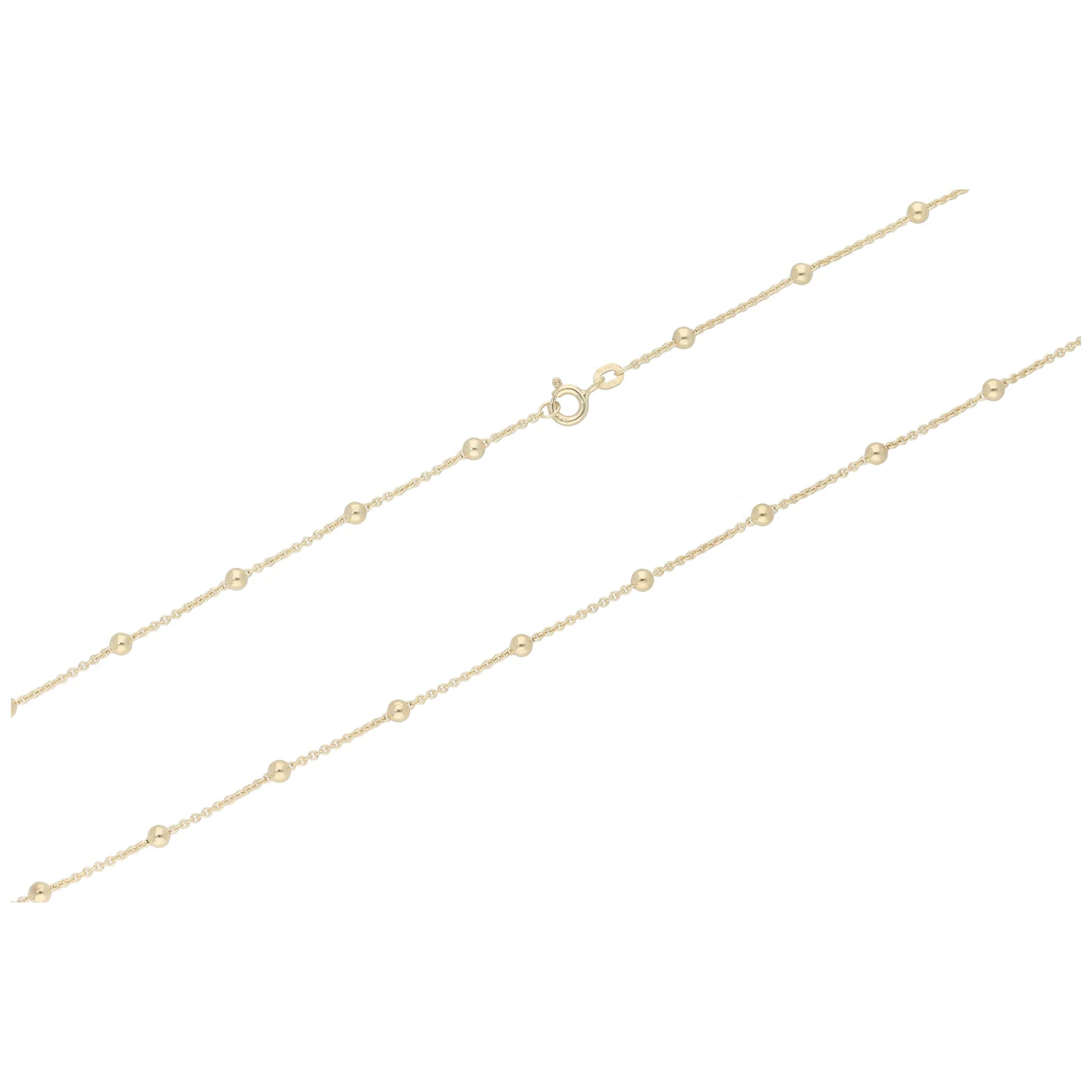 Kette Ankerkette mit Kugeln, teilmassiv, Gold 585