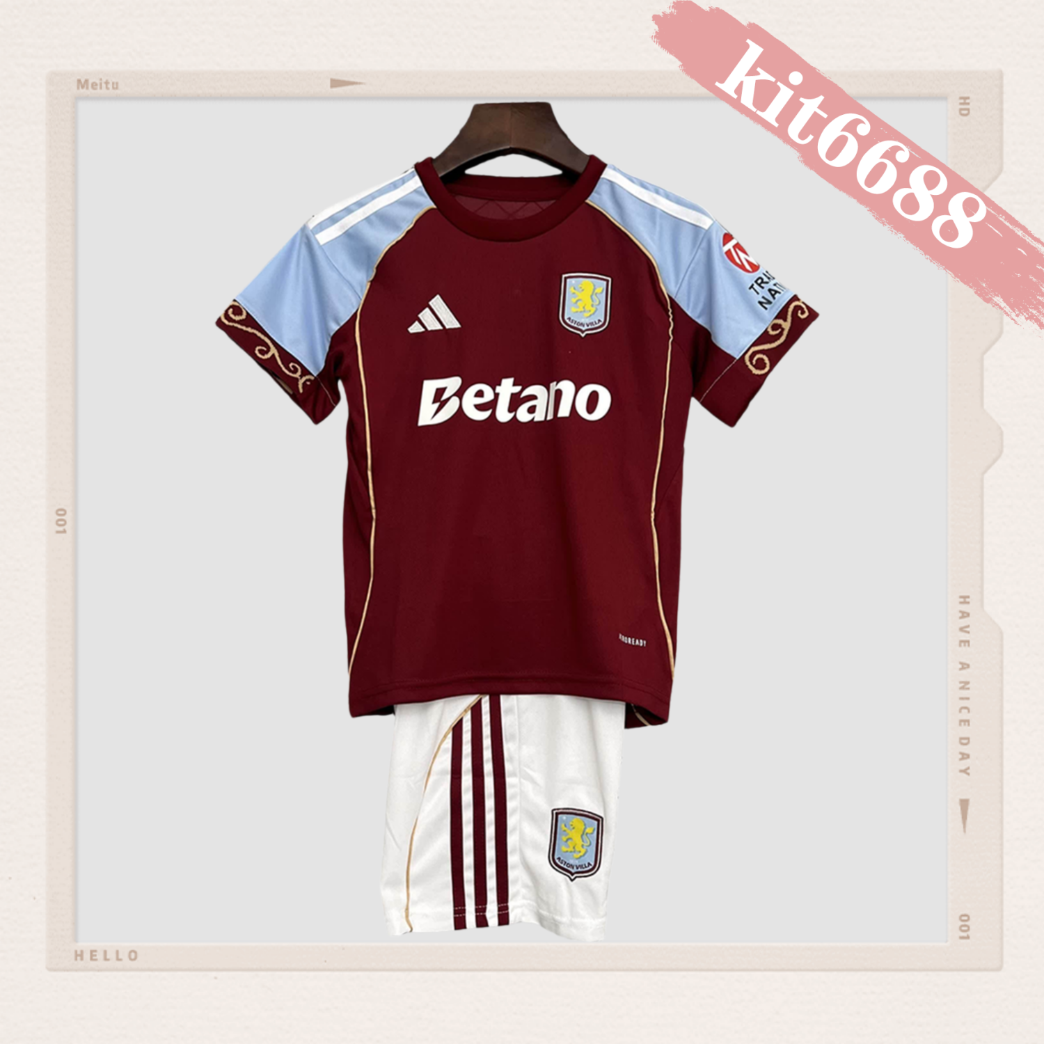 2025/2026 Aston Villa Home Football Shirt （Kids Kit socks）