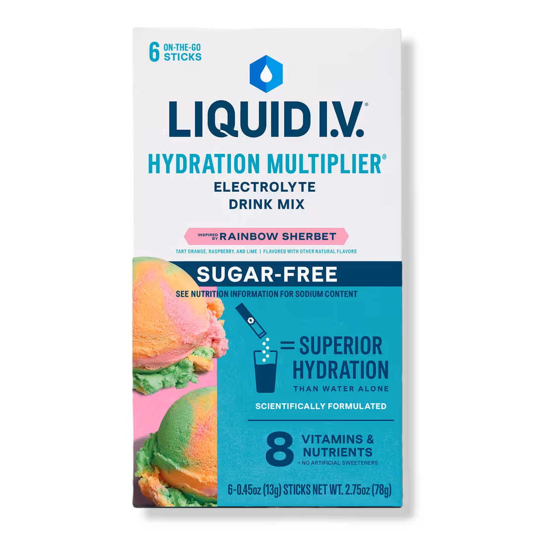 LIQUID I.V.  Hydration Multiplier Electrolyte Drink Mix Sugar Free Rainbow Sherbet