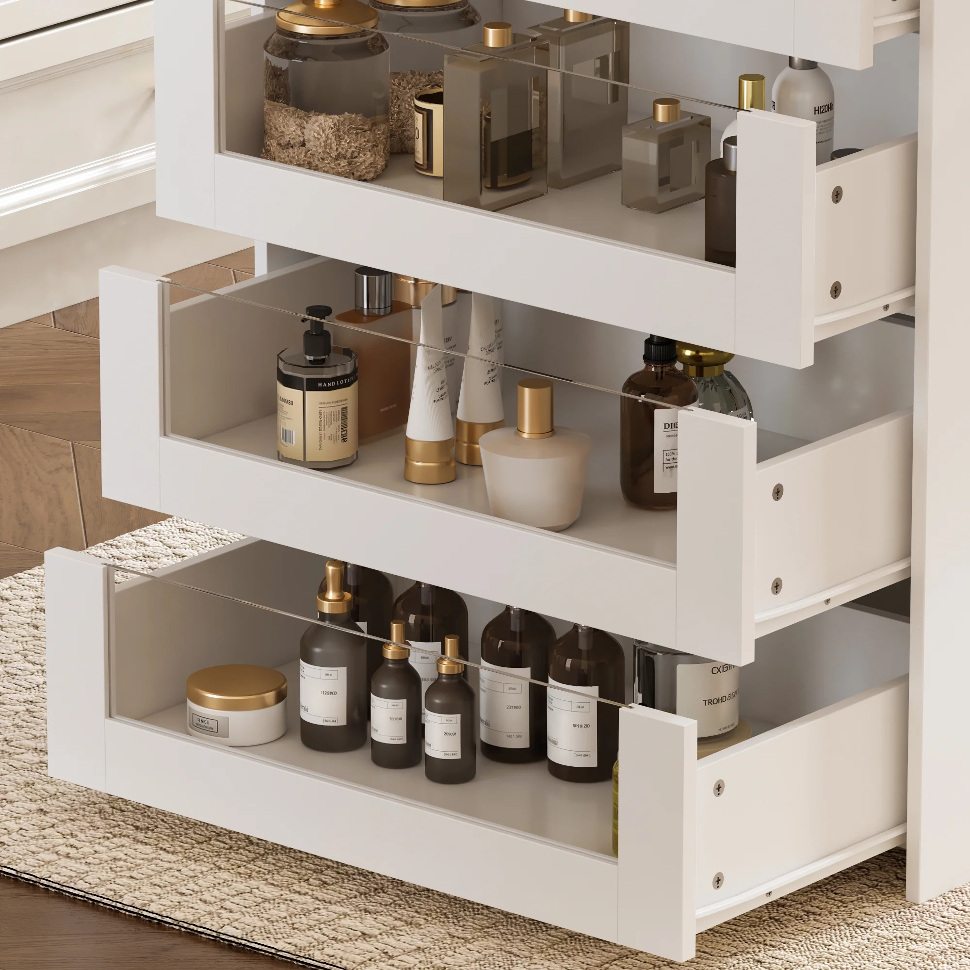 KULAGAGA Closet Island with Glass Top & 8 Drawers,Wardrobe Armoire  Island for Walk-in Closet, Store Dressing Room, 47.2��W x 23.6��D x 31.5��H