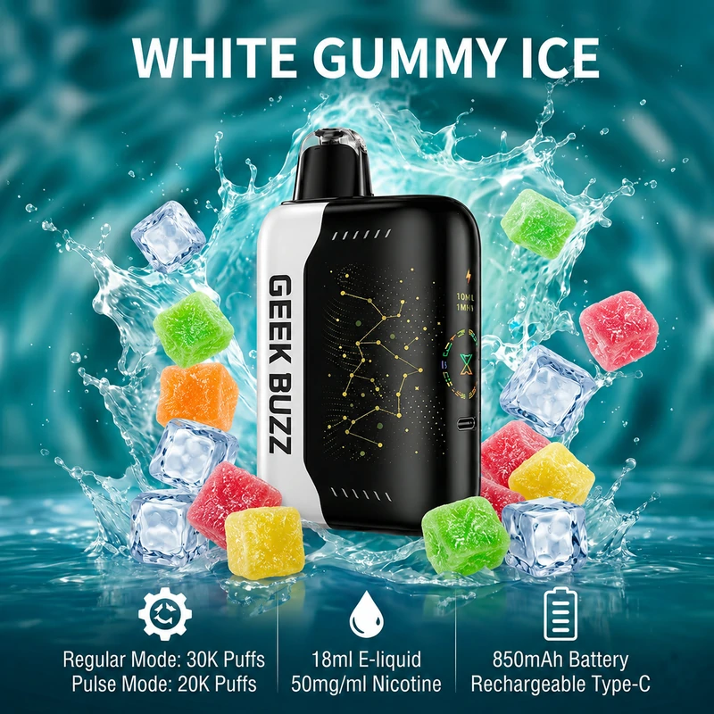 GEEK BUZZ White-Gummy 25K-30K Puffs