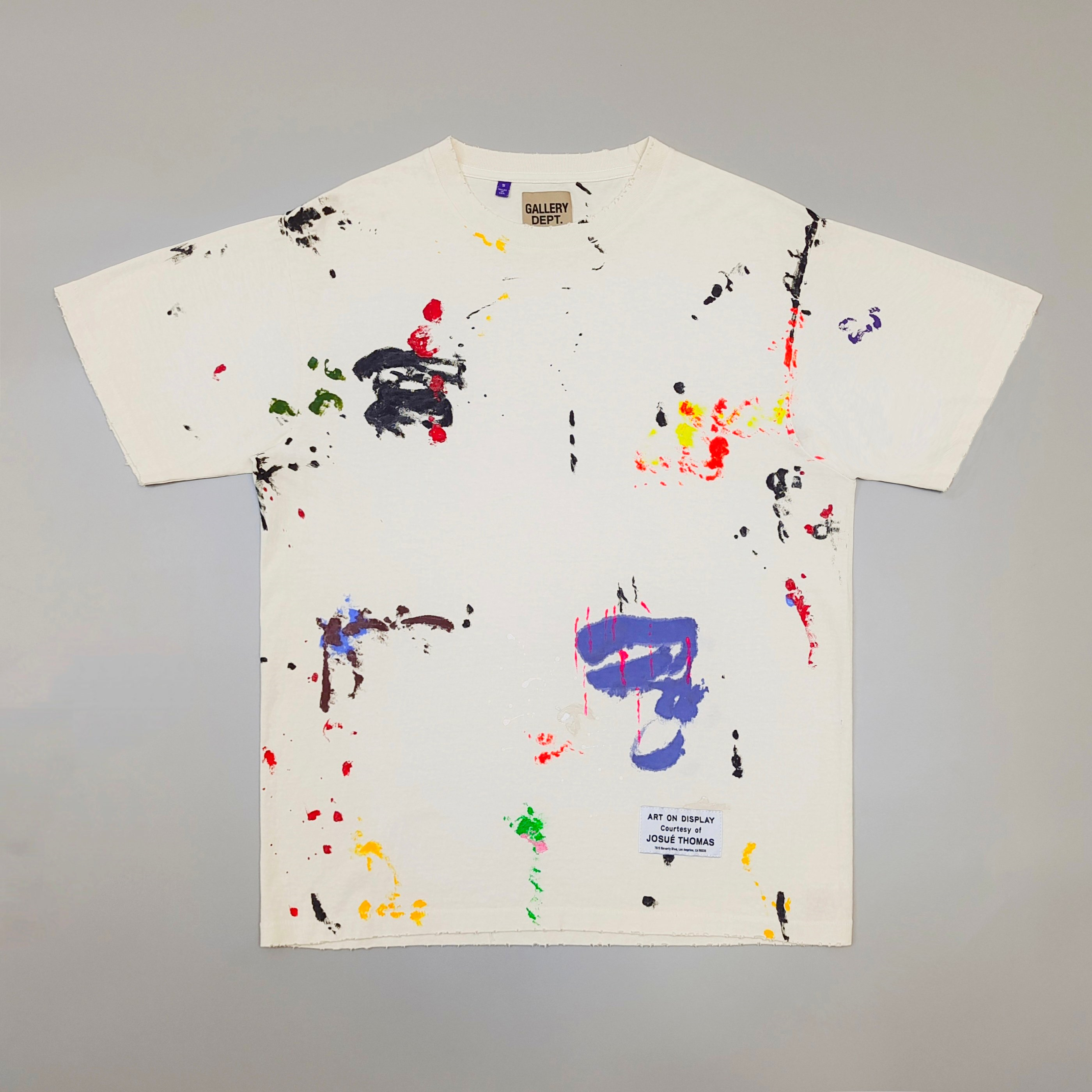 1:1 Version Hand-painted apricot short-sleeved shirt with colorful paint