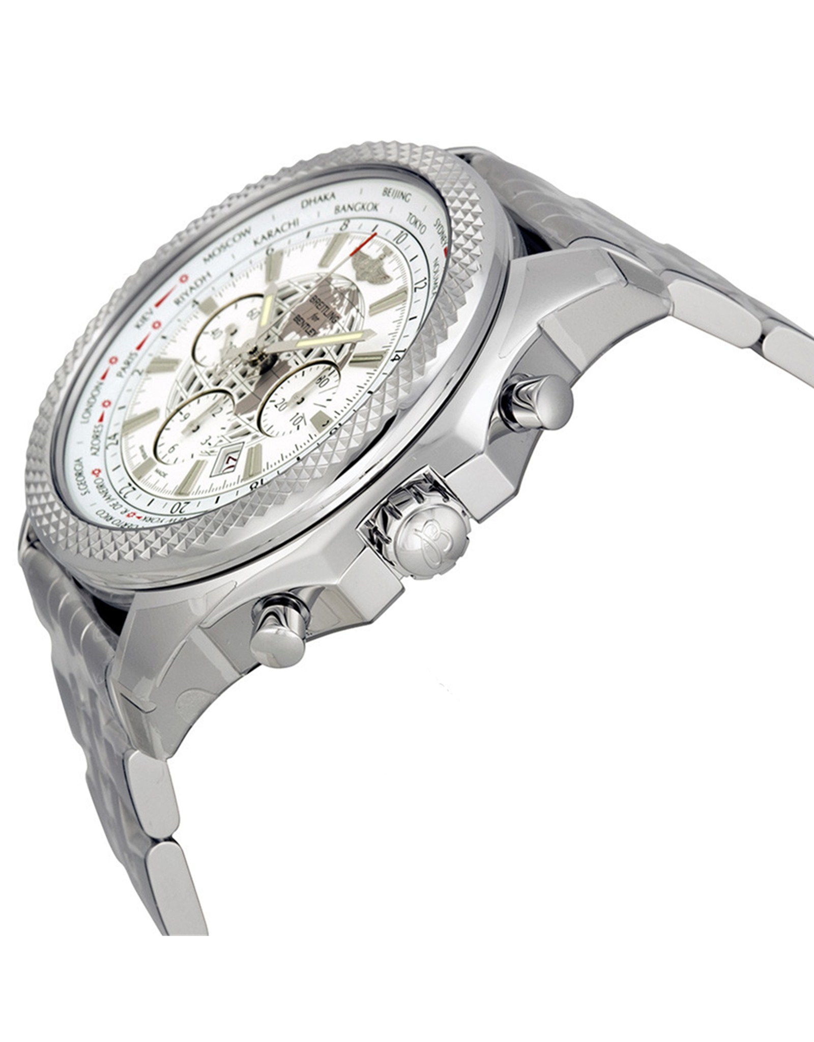 Replica Breitling Bentley White Dial Stainless Steel Bracelet AB0521U0 A755SS