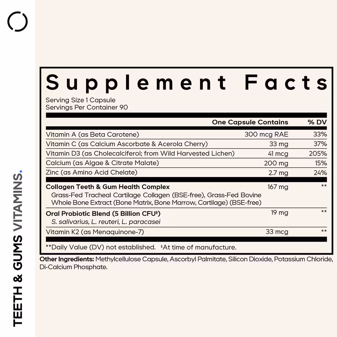 CODEAGE  Teeth & Gums Vitamins with Oral Probiotics & Collagen