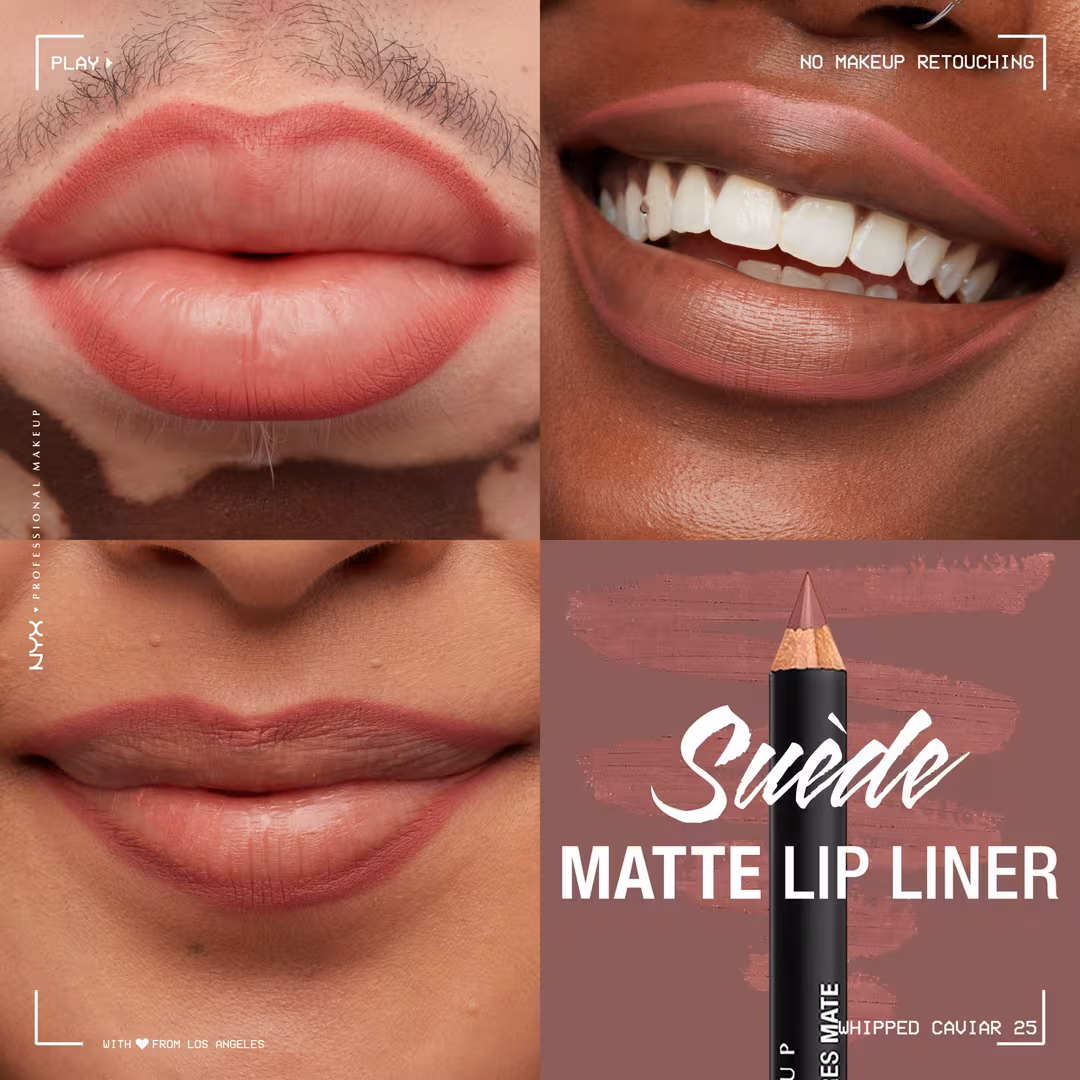 NYX Professional Makeup  Suede Matte Lip Liner Velvet Soft Vegan Lip Pencil