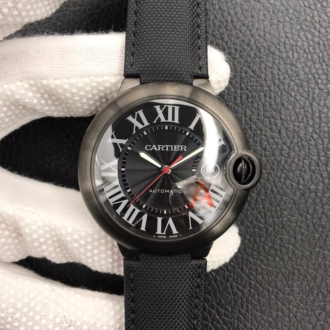 Cartier Watch BALLON BLEU DATE 42MM AUTOMATIC STEEL PVD CASE BLACK DIAL