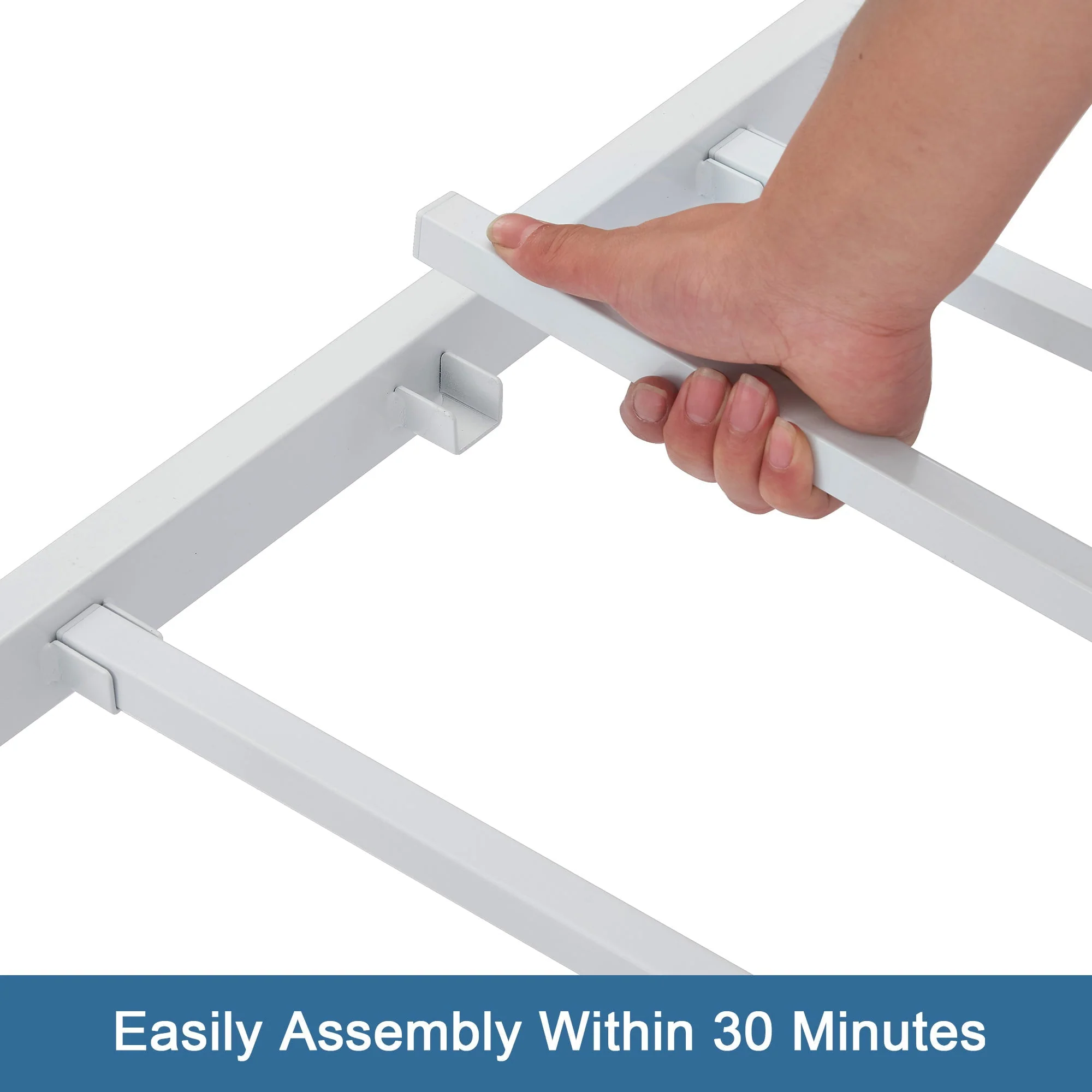 VECELO Twin Metal Daybed Frame with Trundle, Mattress Foundation Sofa Bed Platfrom with Headboard, No Box Spring Needed, White