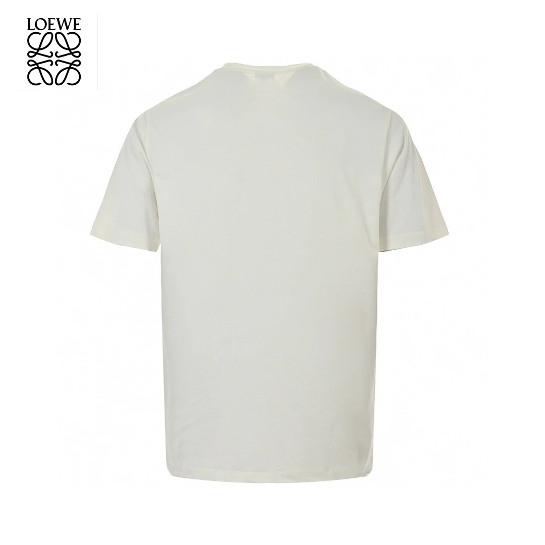 Loewe White T-Shirt with Red and Black Logo