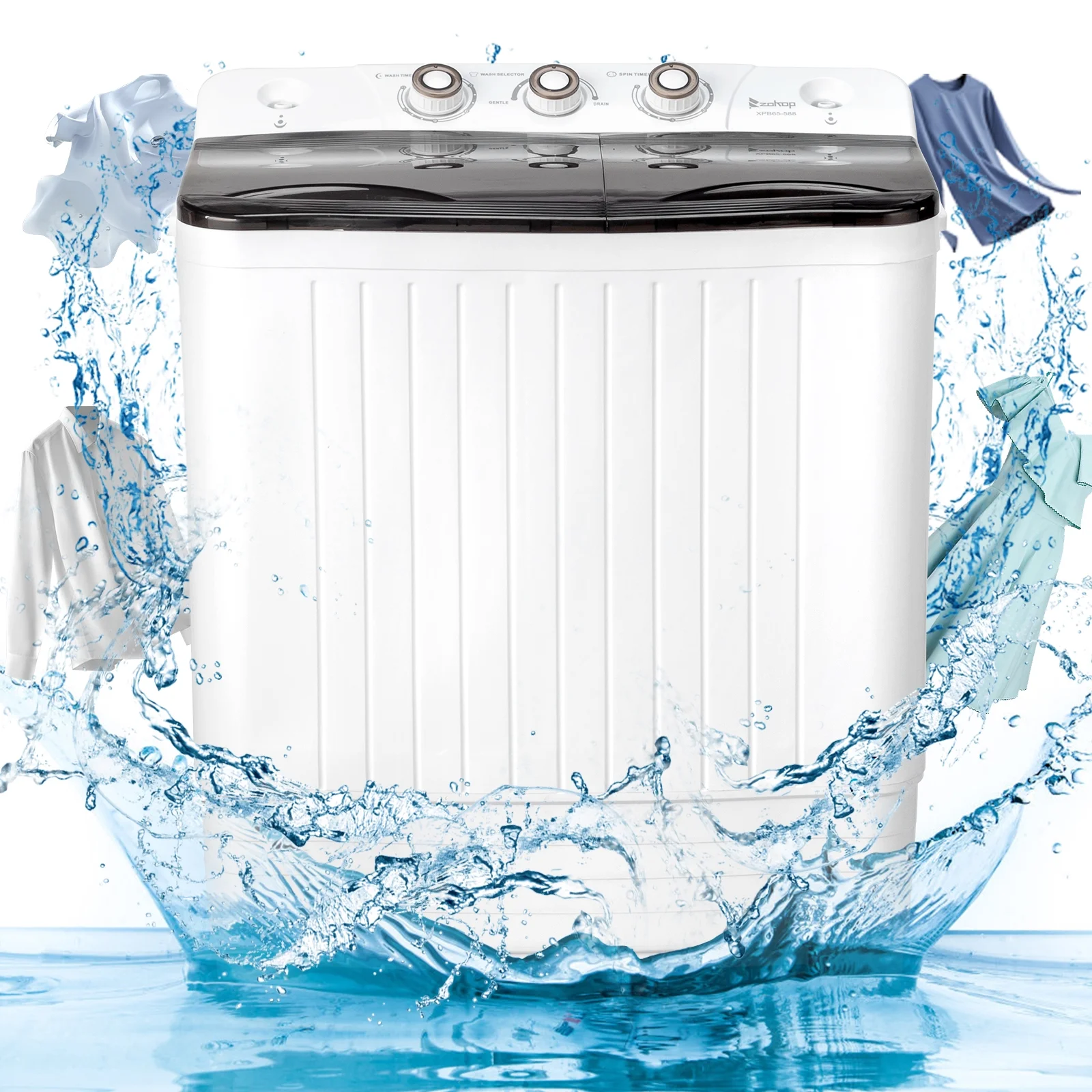 UbesGoo Compact Twin Tub Portable Mini Washing Machine 20lbs Total Washing Machine W/Drain Pump