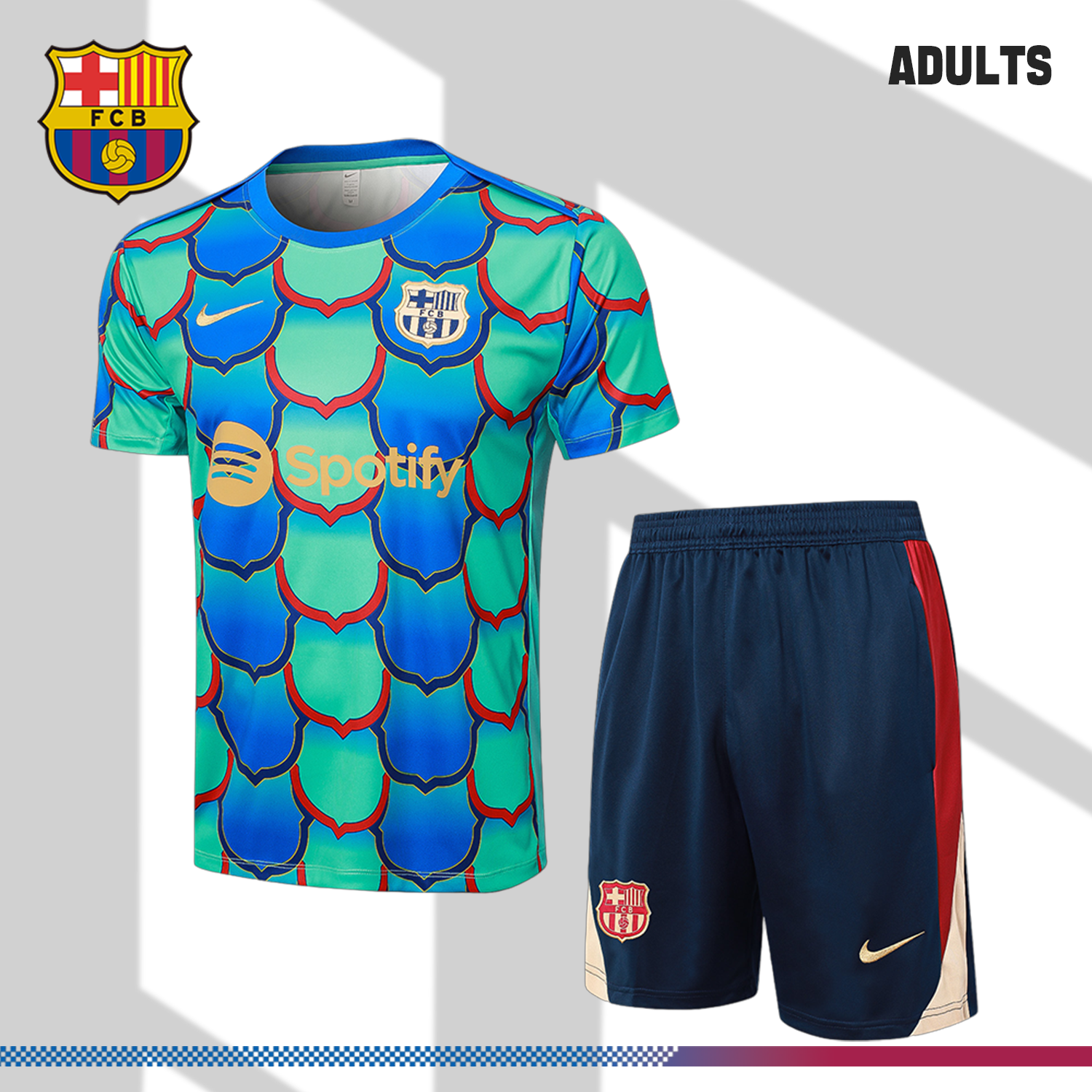 2024/2025 Barcelona Green Adult Short Sleeve Training Jersey (Adult Kit)