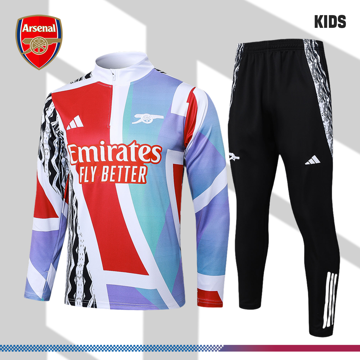 2024/2025 Arsenal Adult Kids Half Zip Training Clothes (Kids Kit)