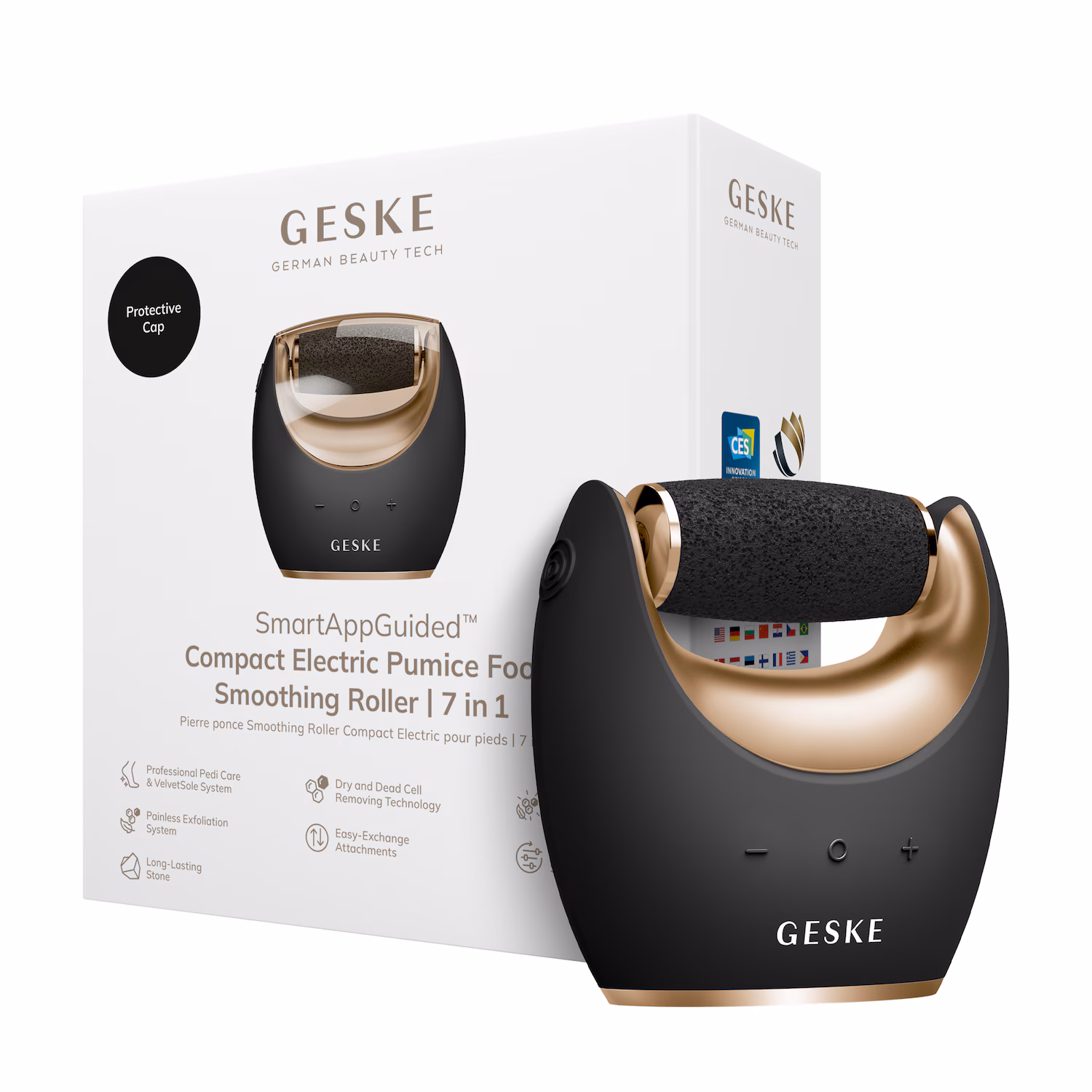 GESKE Compact Electric Pumice Foot Smoothing Roller | 7 in 1