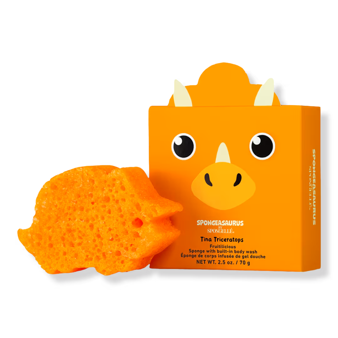 SPONGELLE  Tina Triceratops | Spongeasaurus Dinosaur Kids Body Wash Infused Buffer