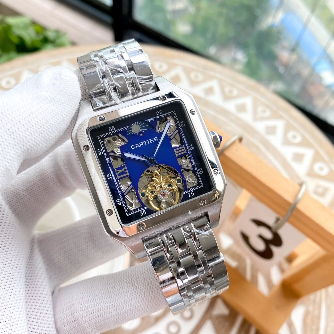 Cartier Watch SANTOS 42 STEEL CASE SKELETON DIAL