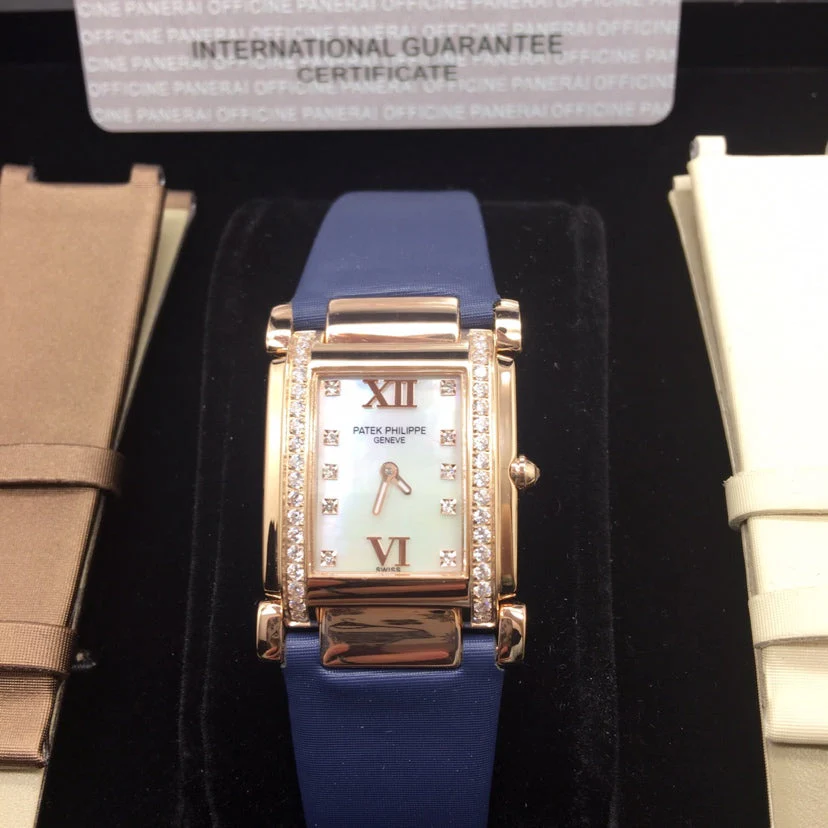 PATEK Watch Twenty-Four 25mm Pink Gold Blue Strap
