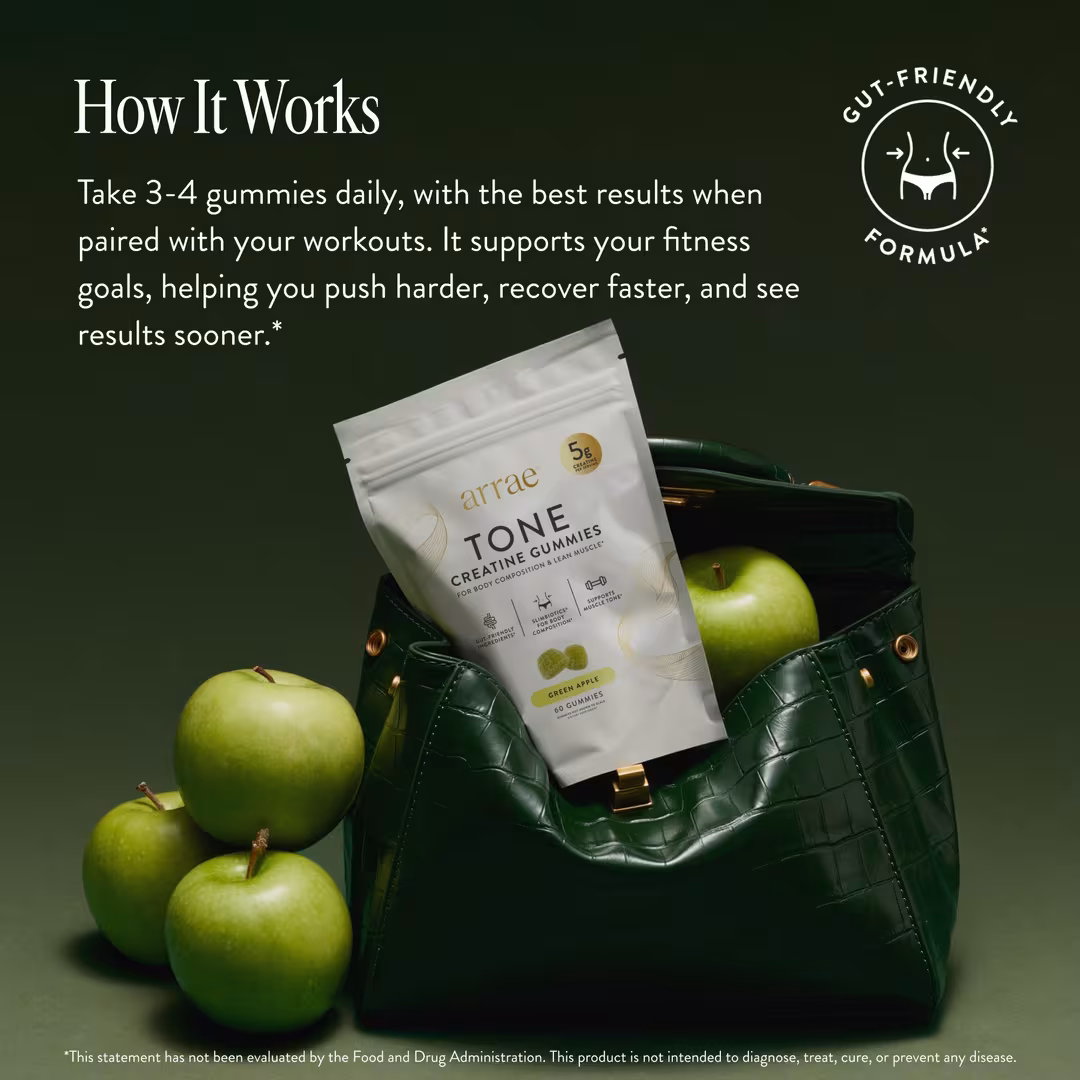 arrae  Tone: Creatine Body Composition Sour Green Apple Gummies