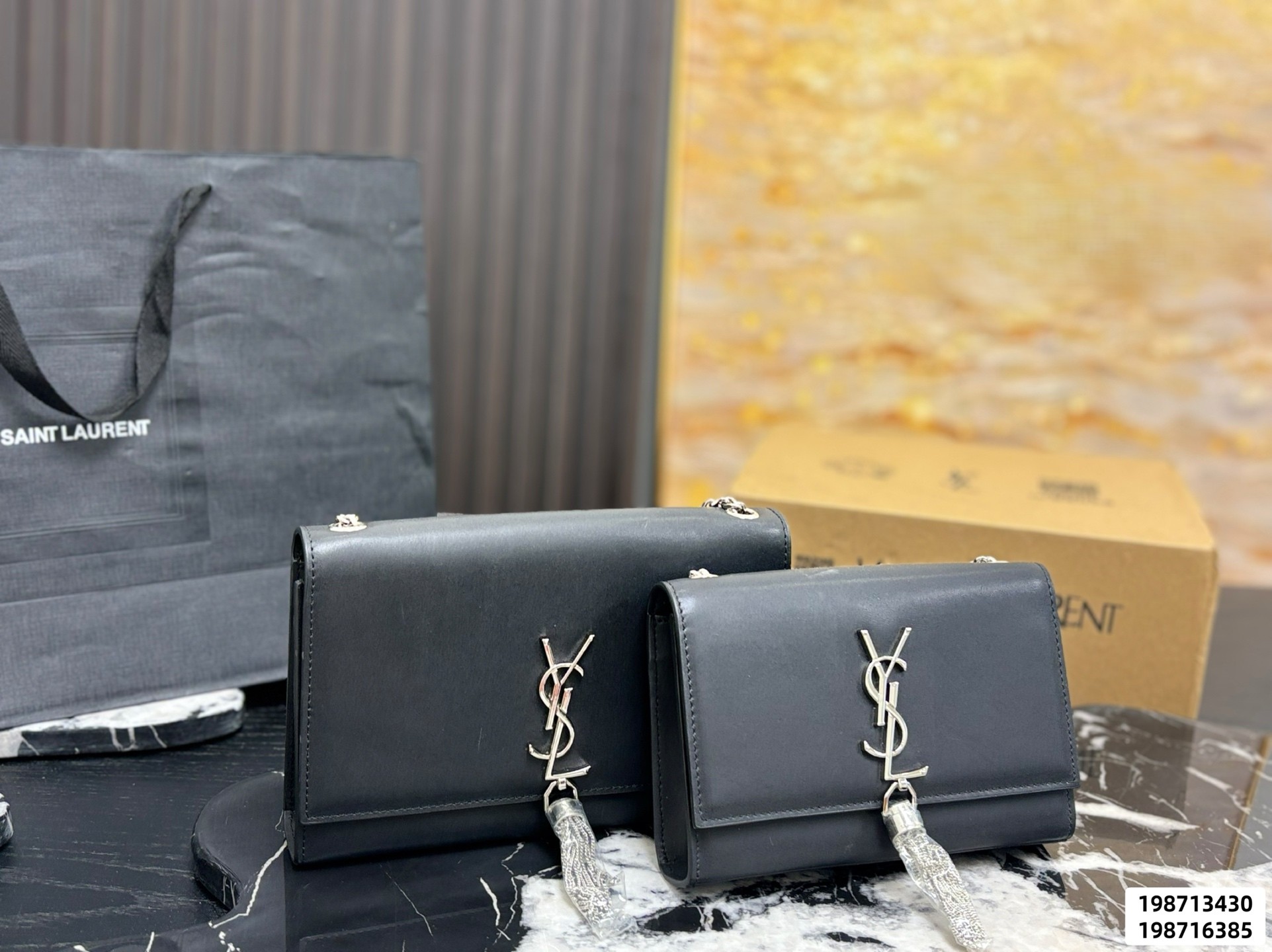 YSL Kate Small& Medium Smooth Leather Chain Gold/Silver Tassel Shoulder Bag
