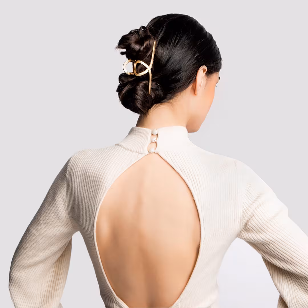 The Hair Edit  Gold French Twist Claw Clip