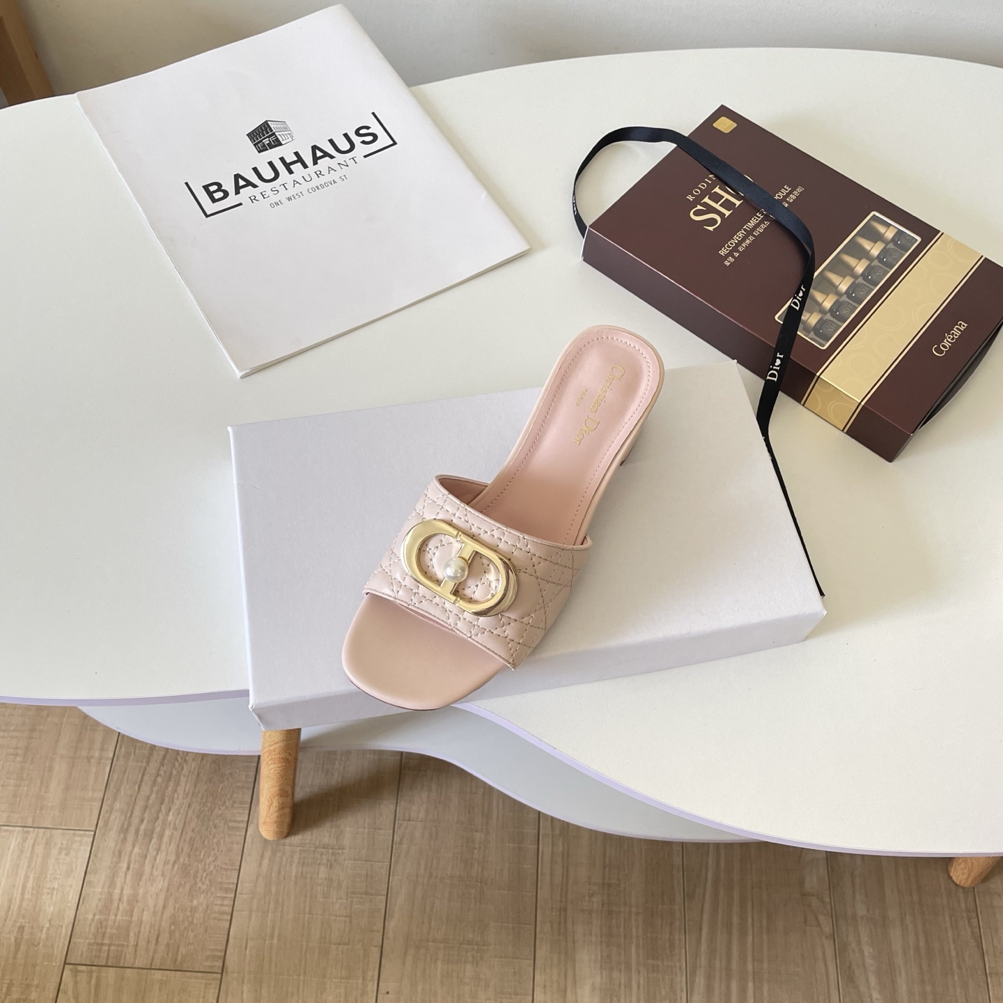 DIOR 26P CD-style Pearl-Embroidered Chunky-Heel Slippers