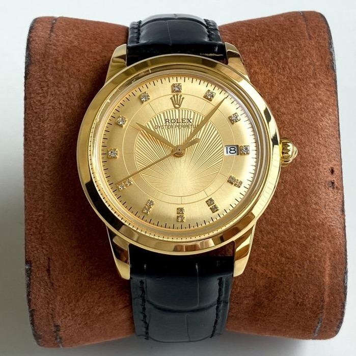 Rolex Watch OYSTER PERPETUAL 40MM GOLD CASE LEATHER STRAP