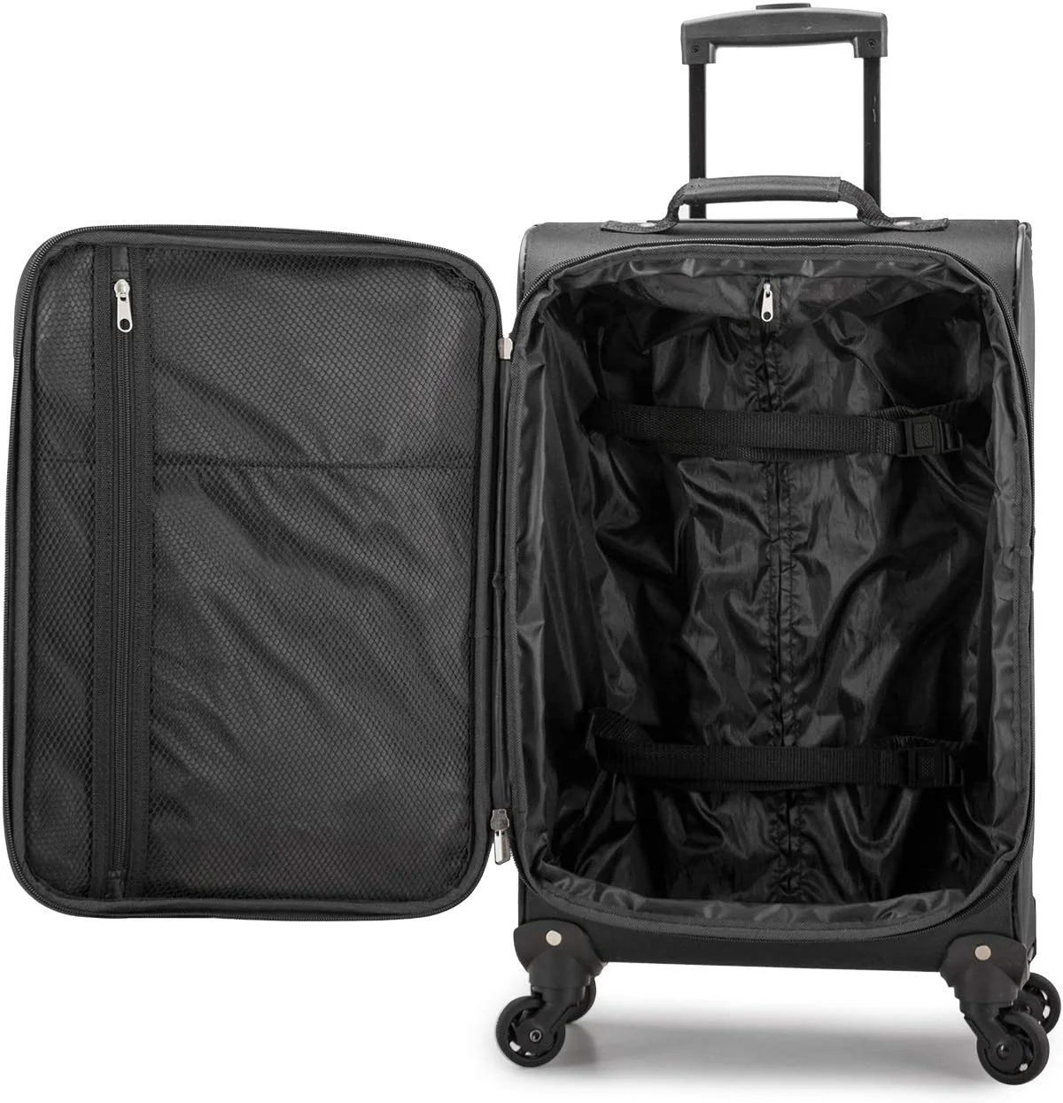 U.S. Traveler Aviron Bay Expandable Softside Luggage with Spinner Wheels, Black, 22" Carry-on