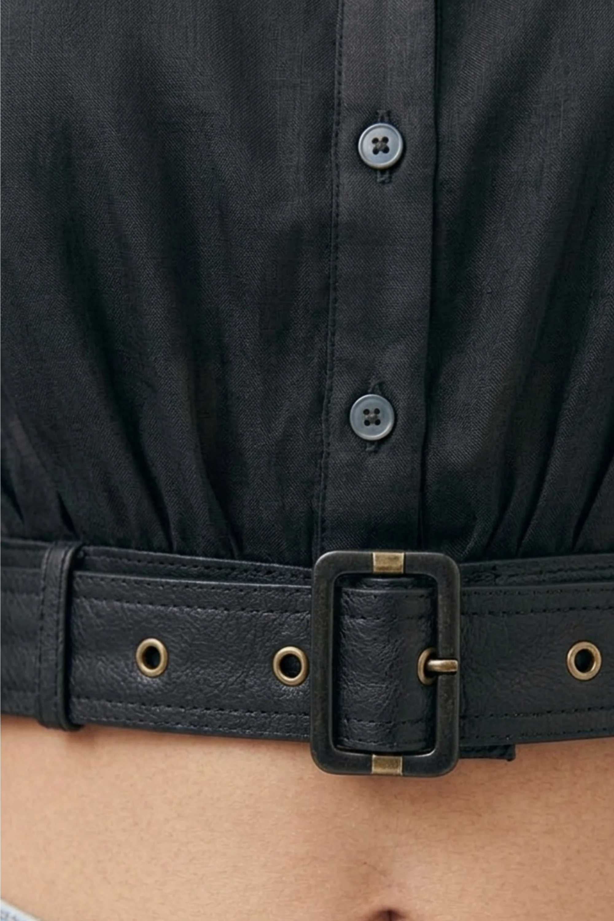 Black Sheer Crop Shirt