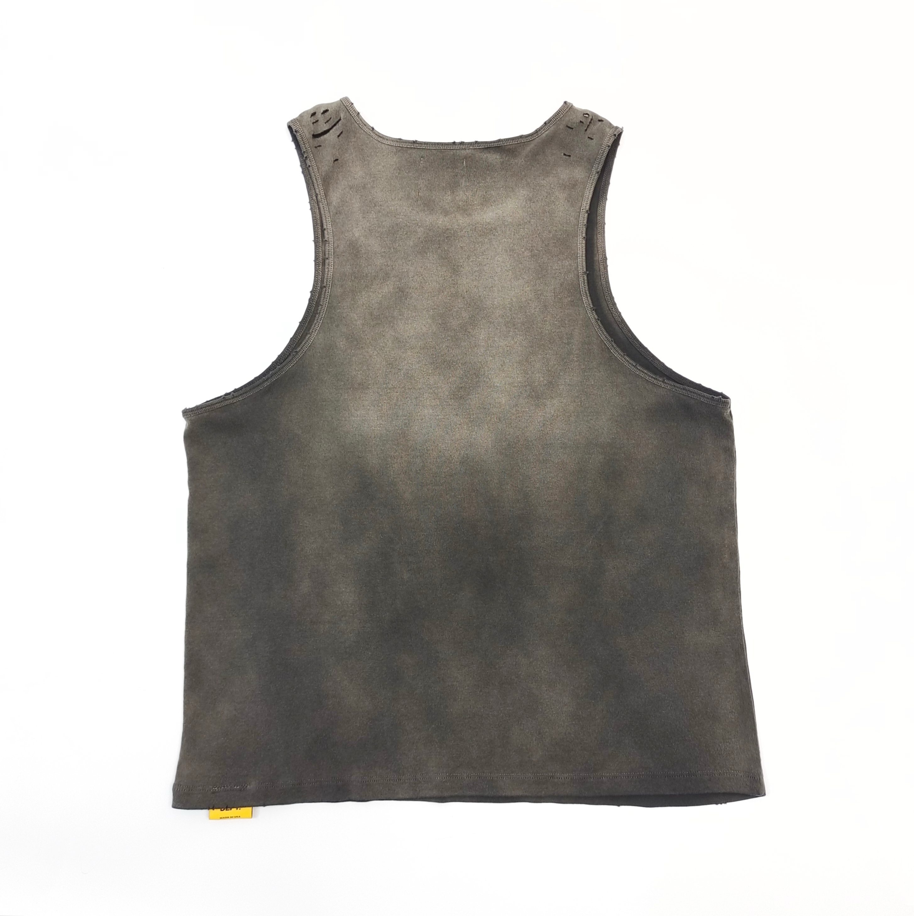 GD White Letter Spot Dye Washed Black Tank Top vest