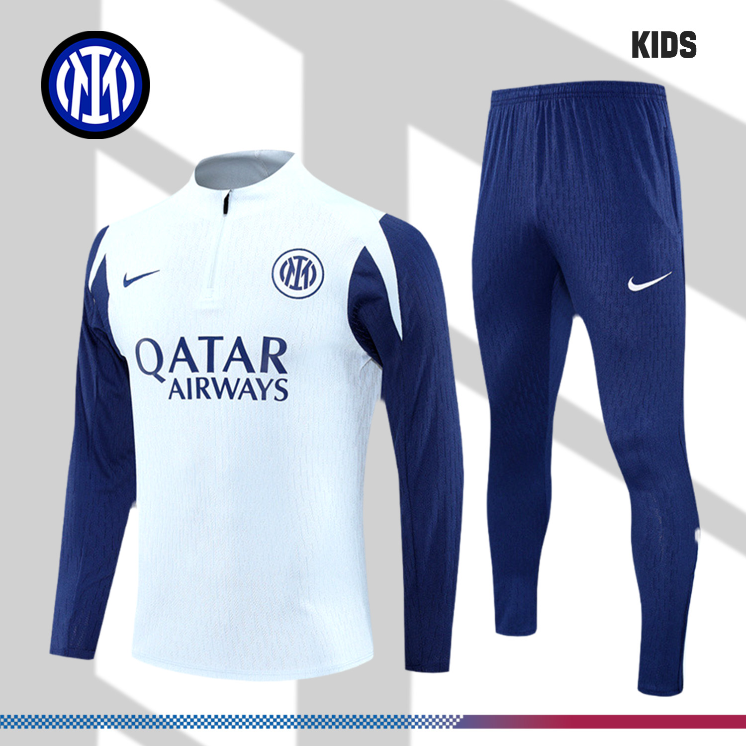 2025/2026 Inter Milan French Grey Kids Full Zip Training Wear (Kids Kit)