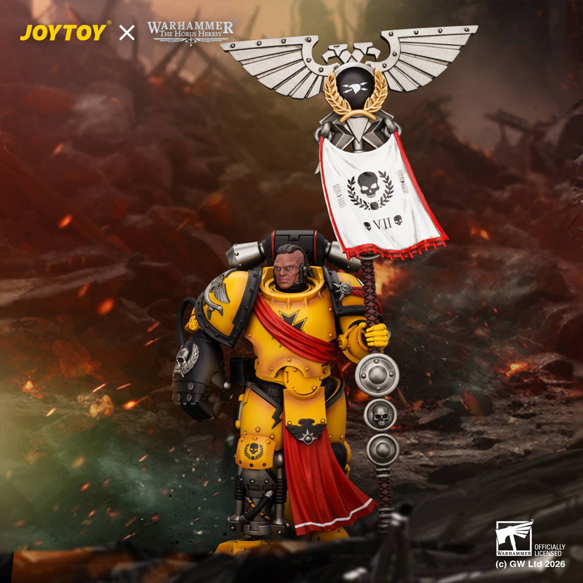 JOYTOY JT05220 Warhammer The Horus Heresy 1:18 Imperial Fists Herald Consul with Standard and Bolt Pistol - JOYTOY WORLD