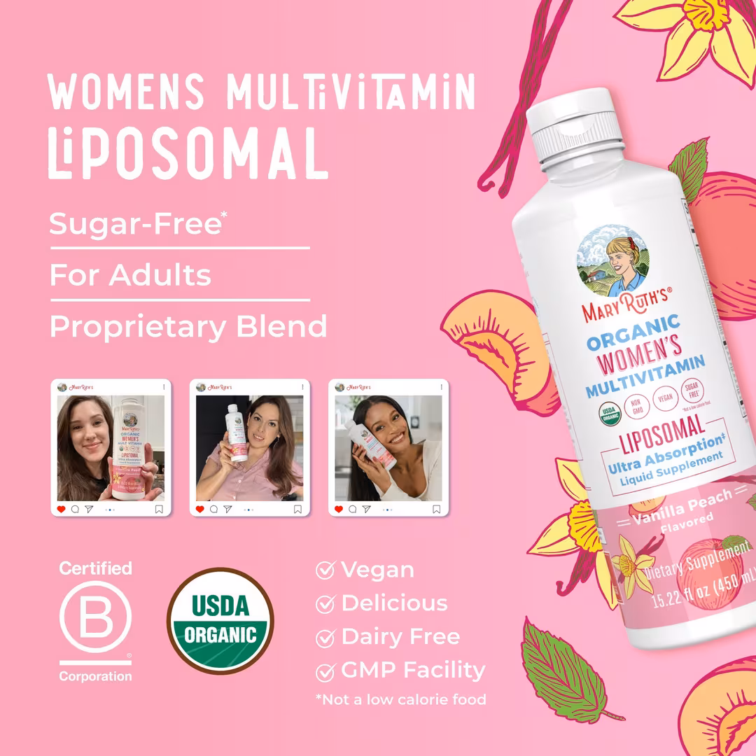 MaryRuth's  Organic Women's Multivitamin Liposomal Vanilla Peach