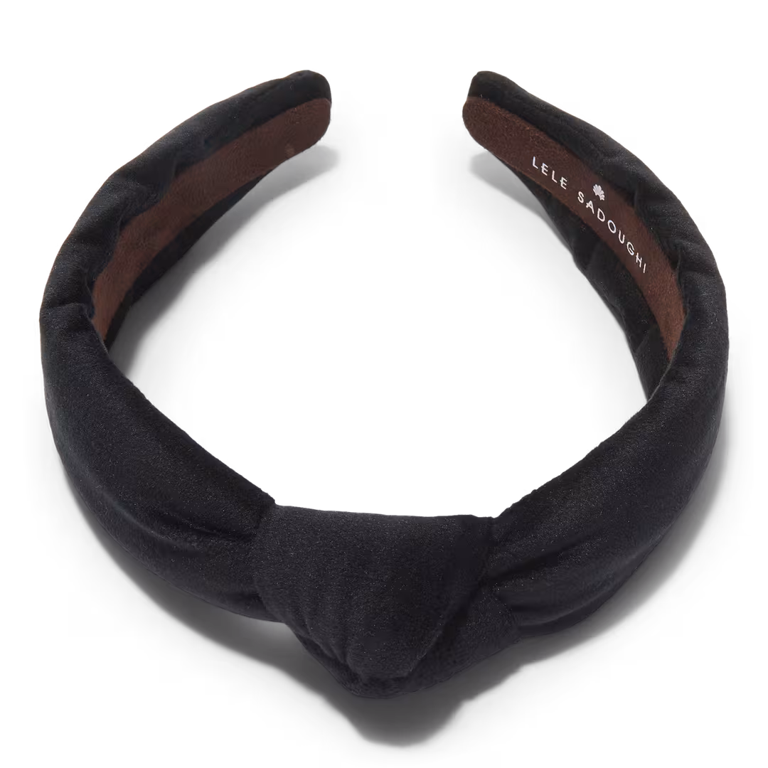 Lele Sadoughi  Jet Velvet Slim Knotted Headband