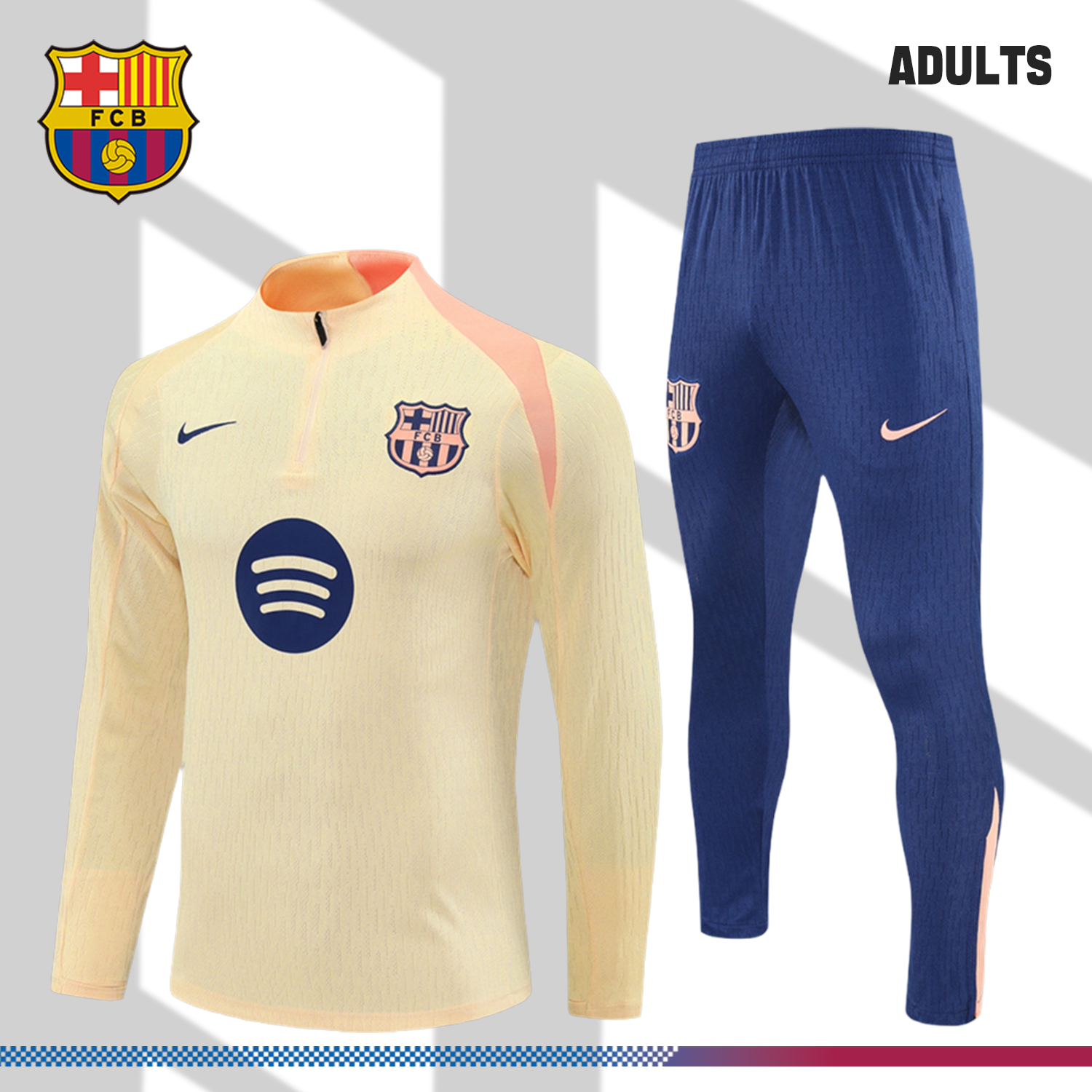 2024/2025 Barcelona Beige Half Zip Tracksuit (Adult Kit)