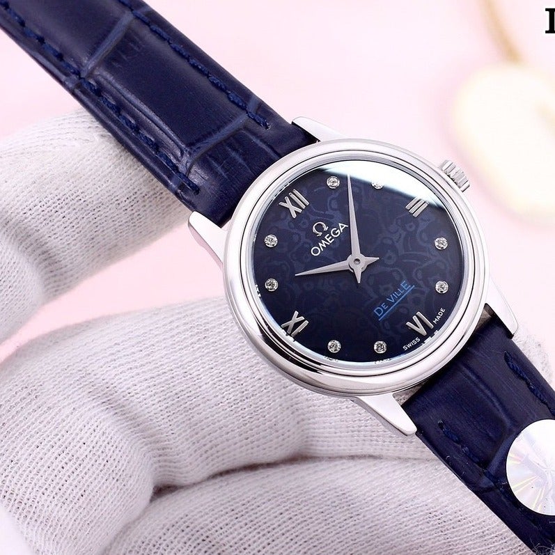 Omega Watch DEVILLE PRESTIGE 28MM QUARTZ BLUE DIAL DIAMOND NUMERALS