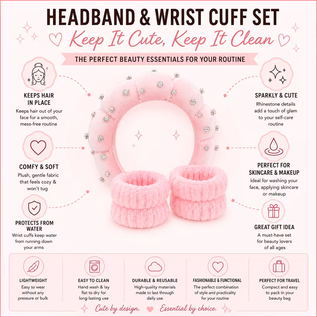 The Vintage Cosmetic Company  Rhinestone Headband and Wrist cuff Set