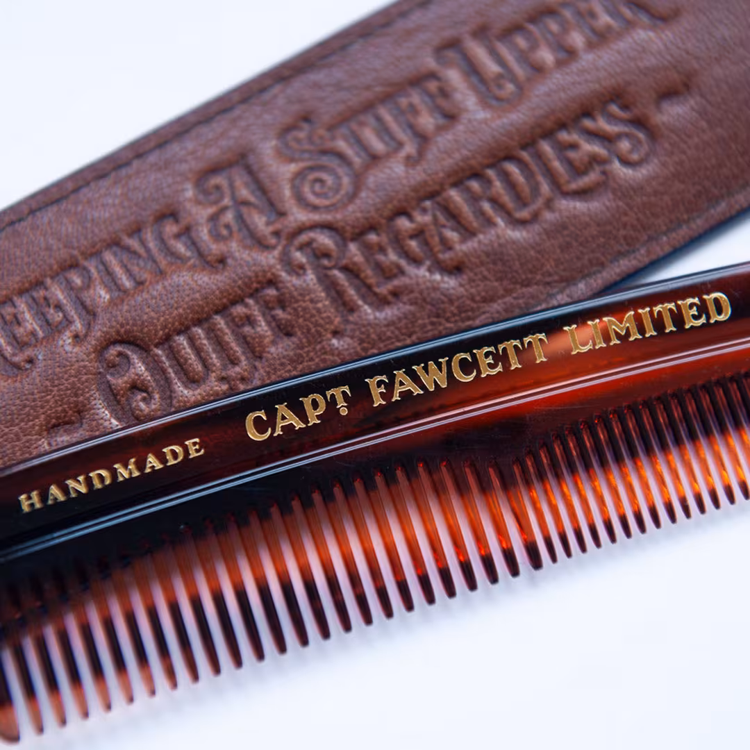 Captain Fawcett  Pocket Hair Comb with Leather Sleeve