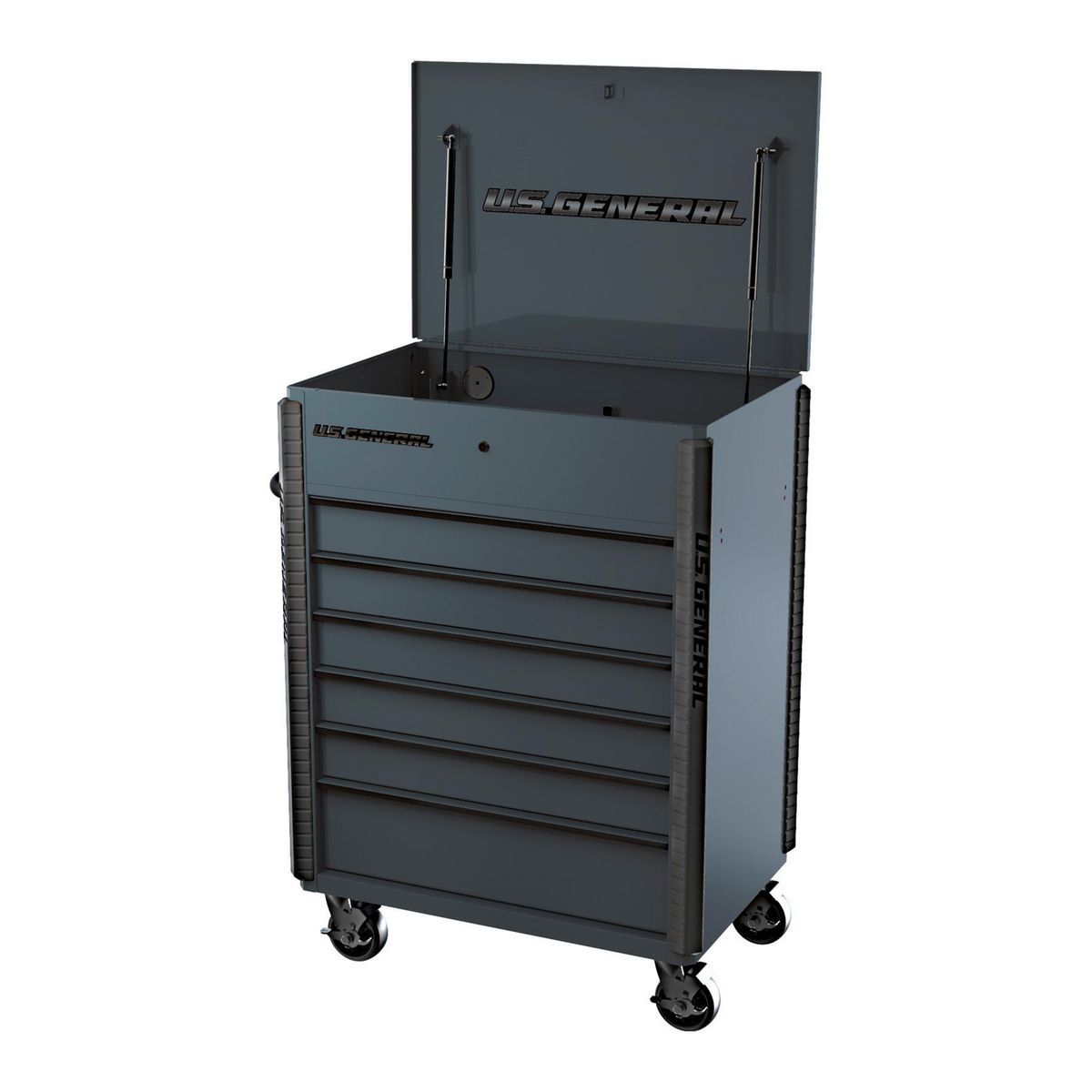U.S. GENERAL 34 in. x 23 in., 6-Drawer Full-Bank Service Cart, Slate Gray