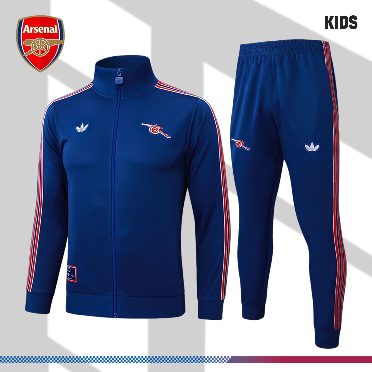 2025/2026 Arsenal Dark Blue Kids Full Zip Training Wear (Kids Kit)