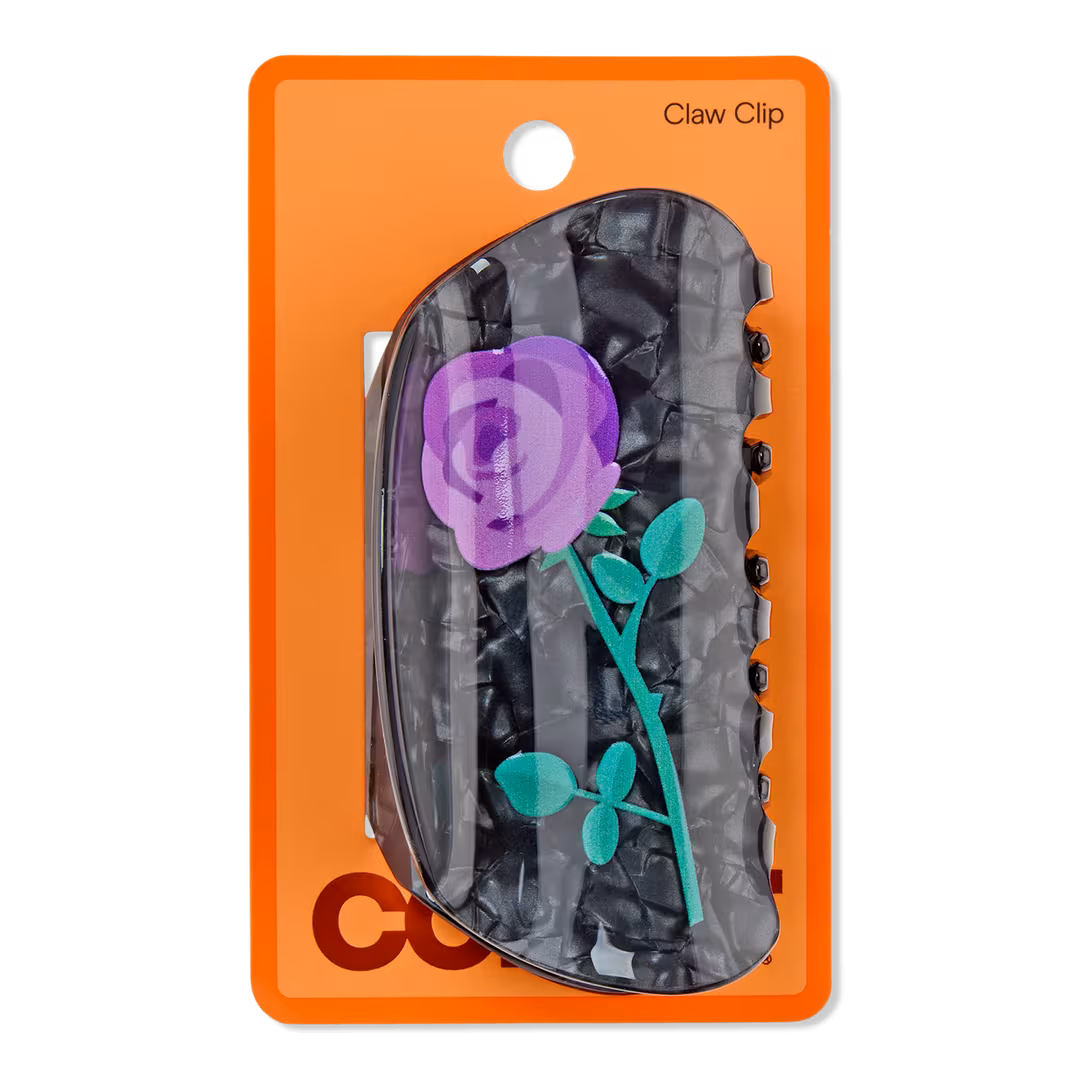 Conair Accessories  Halloween Black Acrylic Claw Clip with Printed Flower