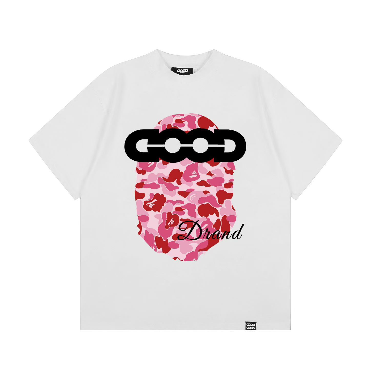 Pink ape-man camouflage series printed short-sleeved summer new style men's and women's T-shirt