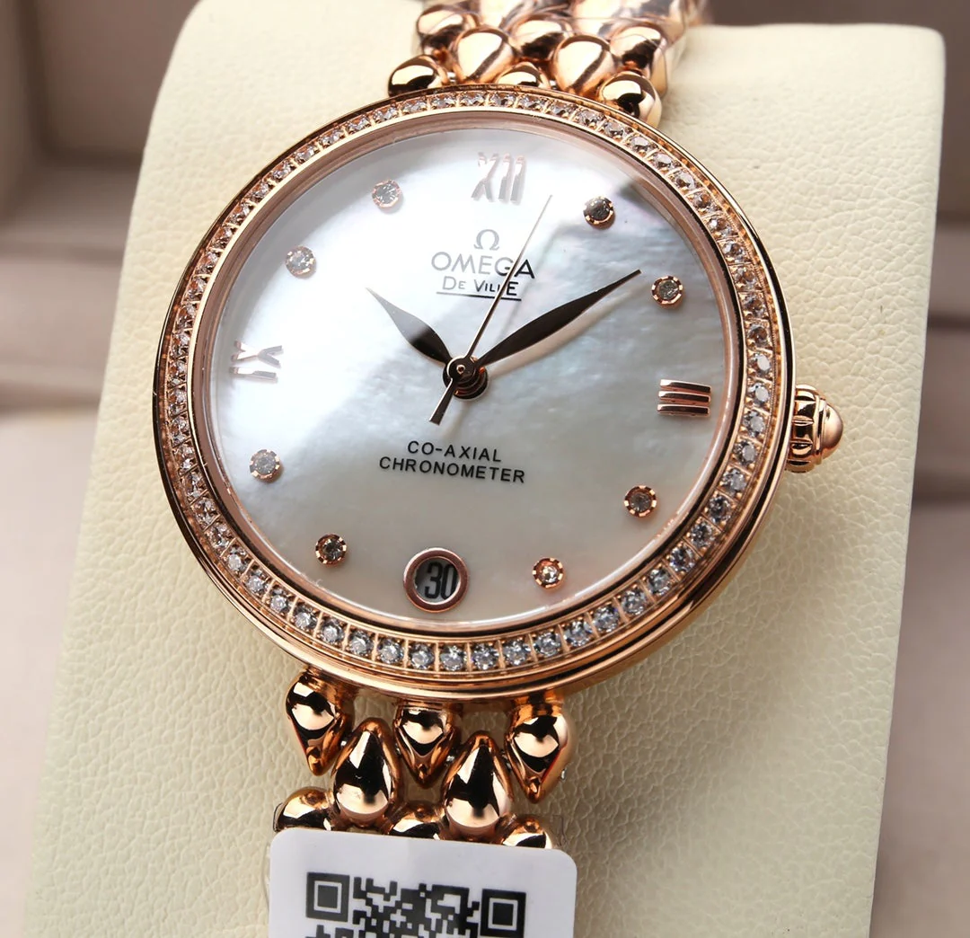 Omega Watch DEVILLE PRESTIGE 32MM ROSE GOLD DIAMOND BEZEL MOP DIAL